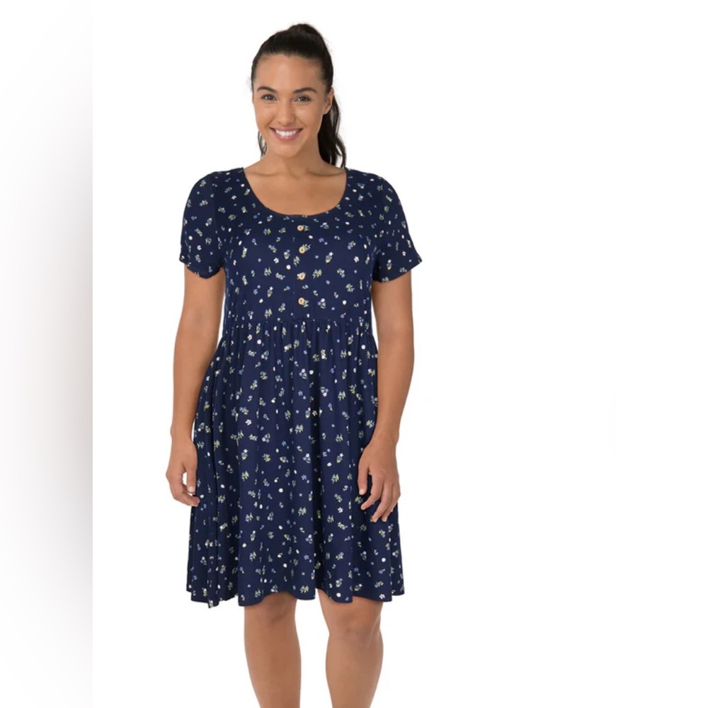 Navy Blue Floral Dress